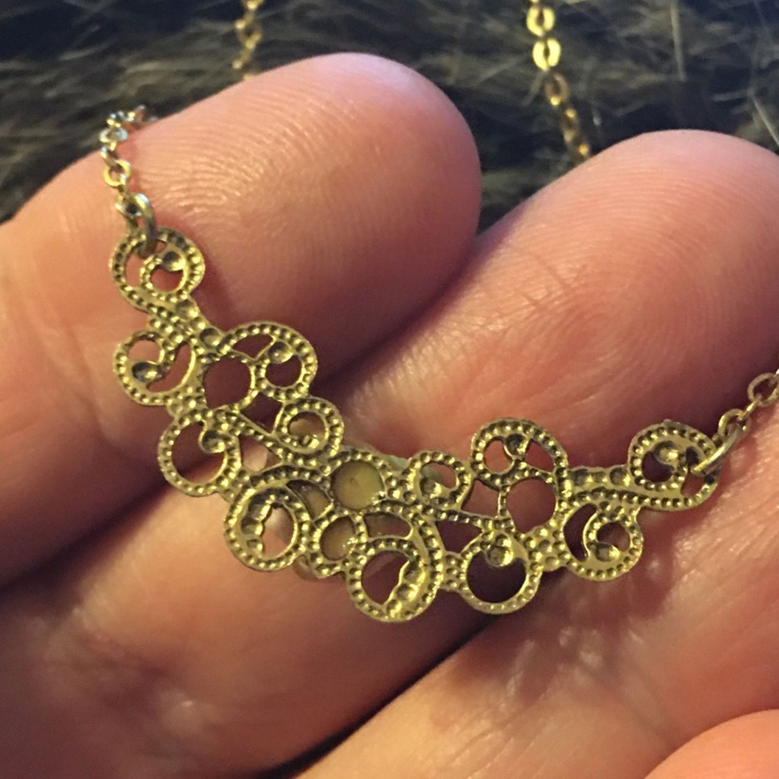 Vintage Vintage 80s ceramic rose filigree necklace Size ONE SIZE - 6 Thumbnail