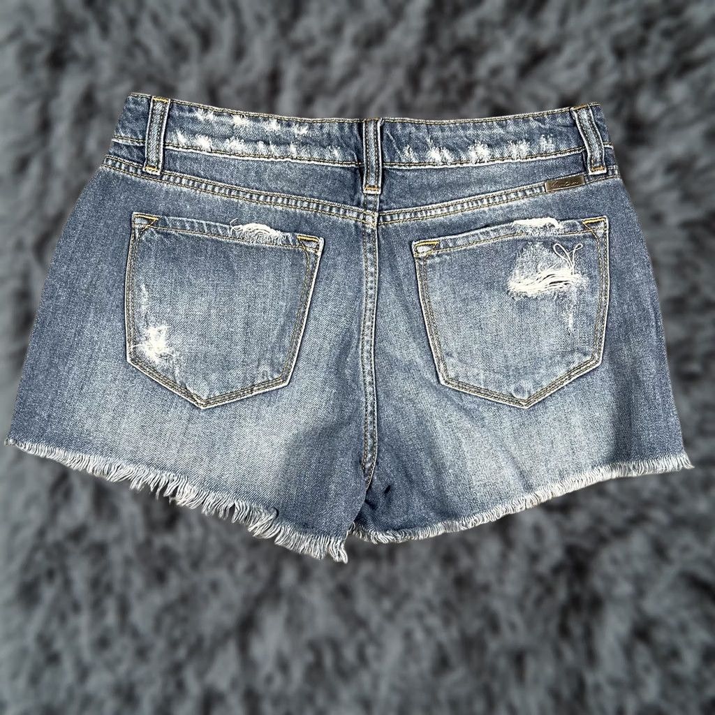 Vintage VINTAGE KanCan Shorts Womens 7/27 Blue Distressed Denim Cutoff Frayed Fringe Booty Size 28" / US 6 / IT 42 - 1 Thumbnail