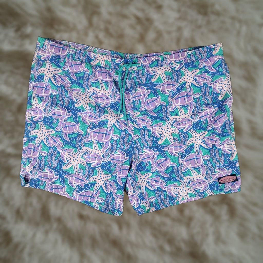 Vineyard Vines Vineyard Vines Shorts Mens 2XL Purple Blue Sea Turtles Beach Board Swim Trunks Size US 39 - 1 Thumbnail