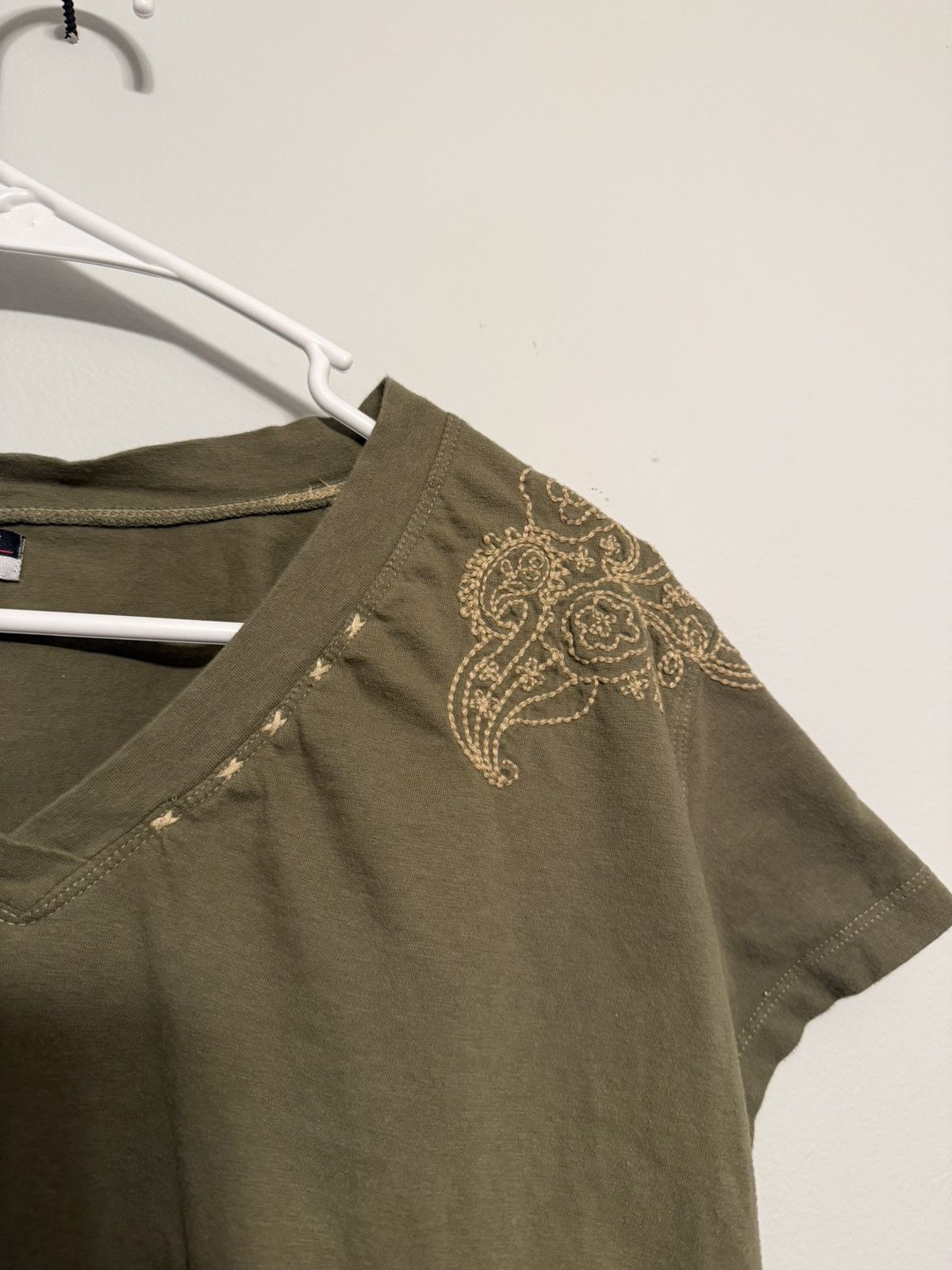 Other Leslie Fay Sport Women’s V-Neck Short Sleeve Top Olive Green Size XL / US 12-14 / IT 48-50 - 4 Thumbnail