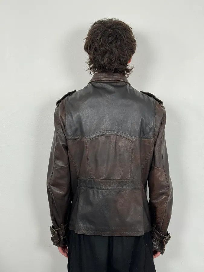 Roberto Cavalli 2000s Cavalli Brown Eroded Leather Buckle Jacket Size US M / EU 48-50 / 2 - 3 Thumbnail
