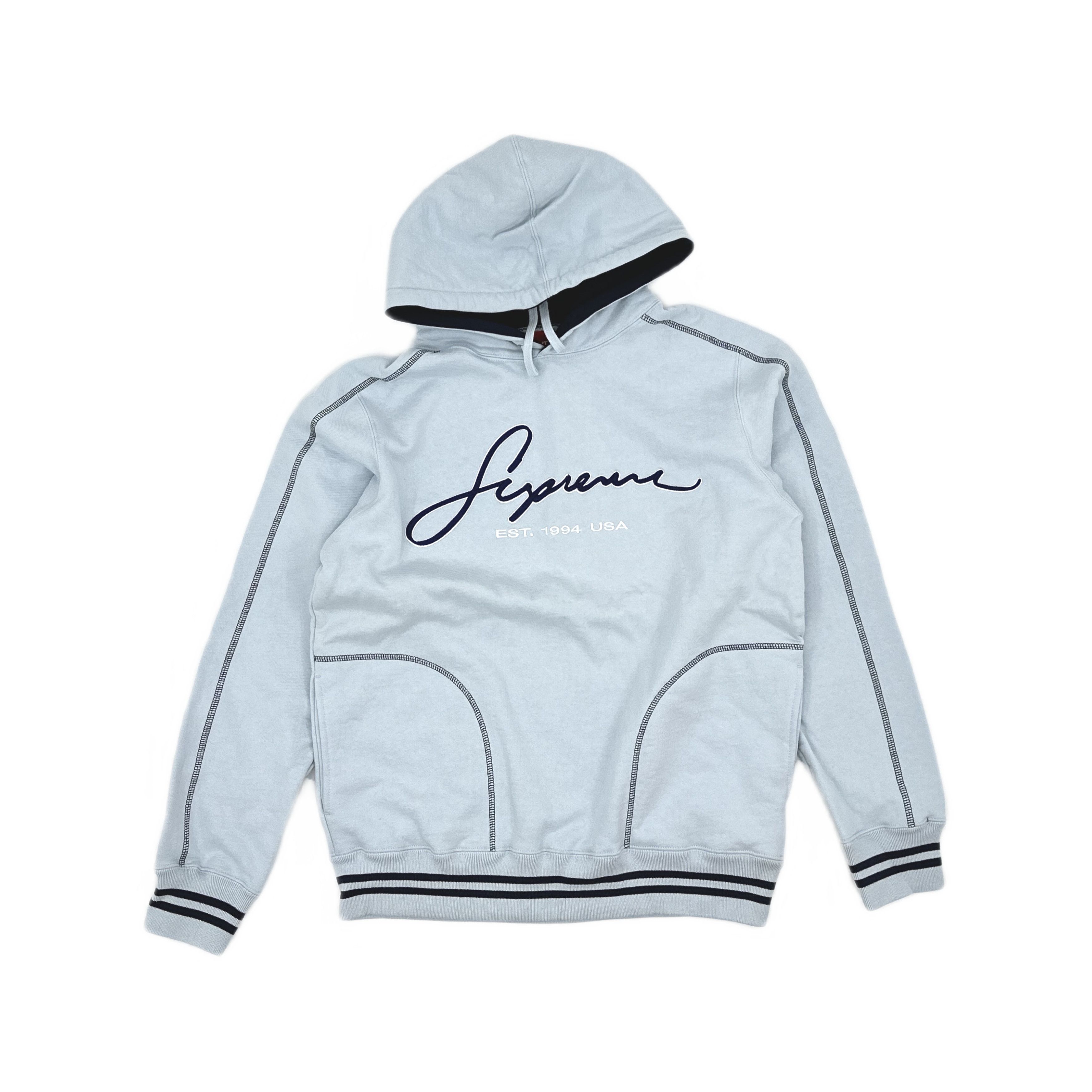 Supreme Supreme Contrast Embroidered Hoodie Blue Size M Size US M / EU 48-50 / 2 - 1 Thumbnail