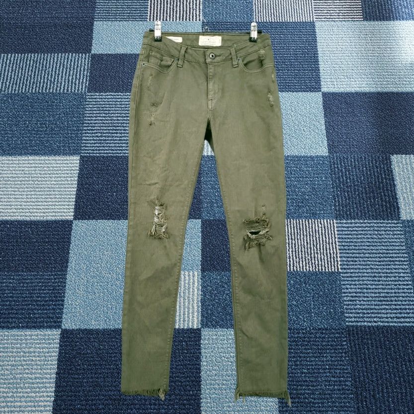 Lucky Brand Lucky Brand Womens Jeans Green Sasha Super Skinny Fit Distressed Raw Hem Size 6 27 Size 28" / US 6 / IT 42 - 1 Thumbnail