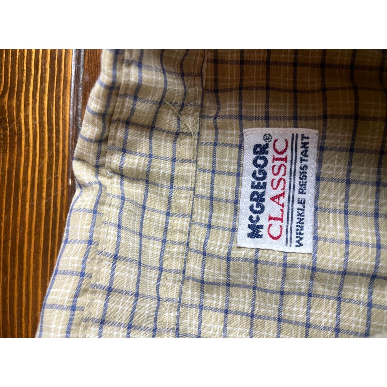 McGregor McGregor Shirt Men's Large Button-Down Checkered Wrinkle Resistant Vintage Brown Tan Casual Short Sleeve Shirt Size US L / EU 52-54 / 3 - 6 Thumbnail