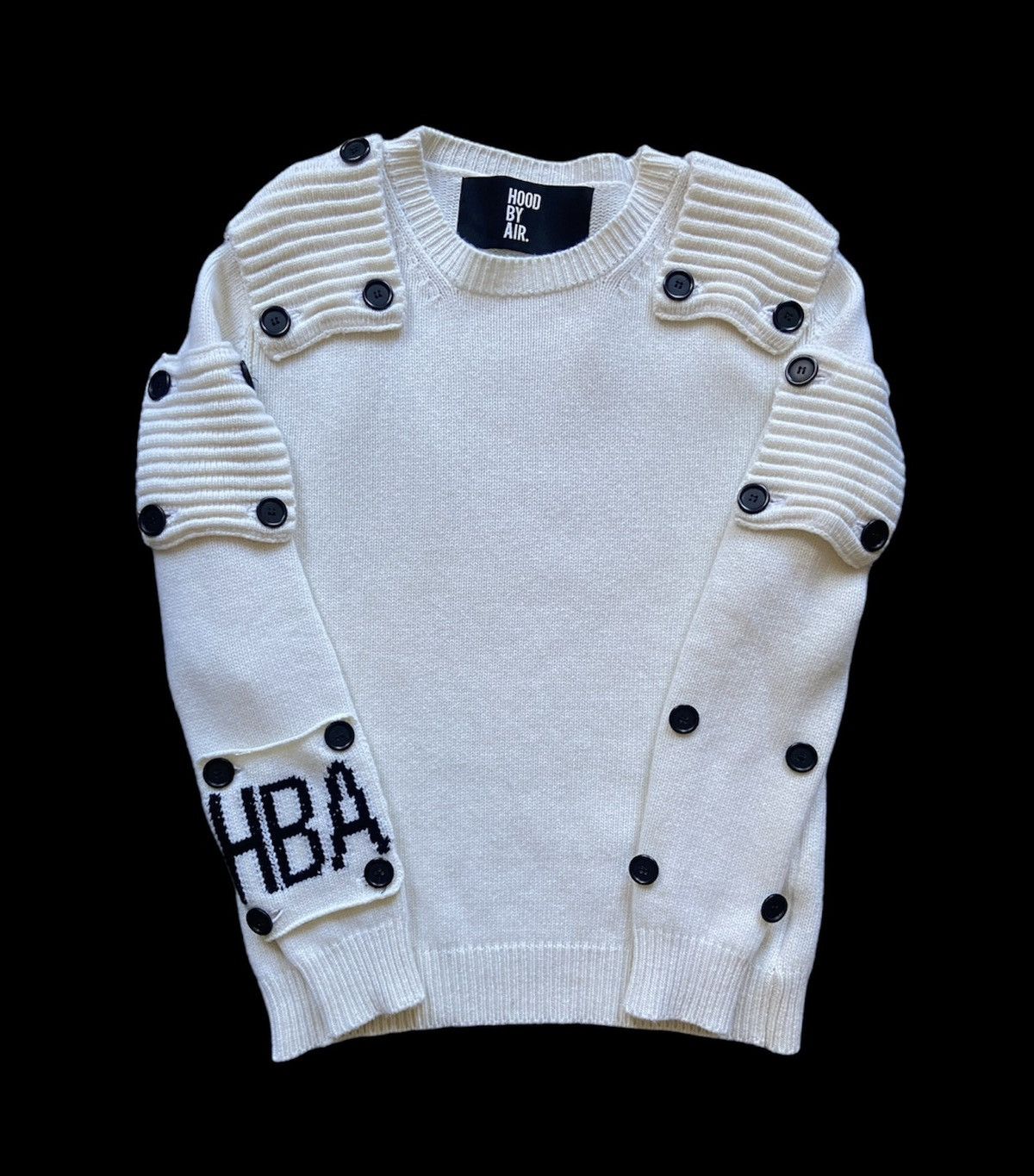 image of Hood By Air Armored Sweater in Black/White, Men's (Size Small)