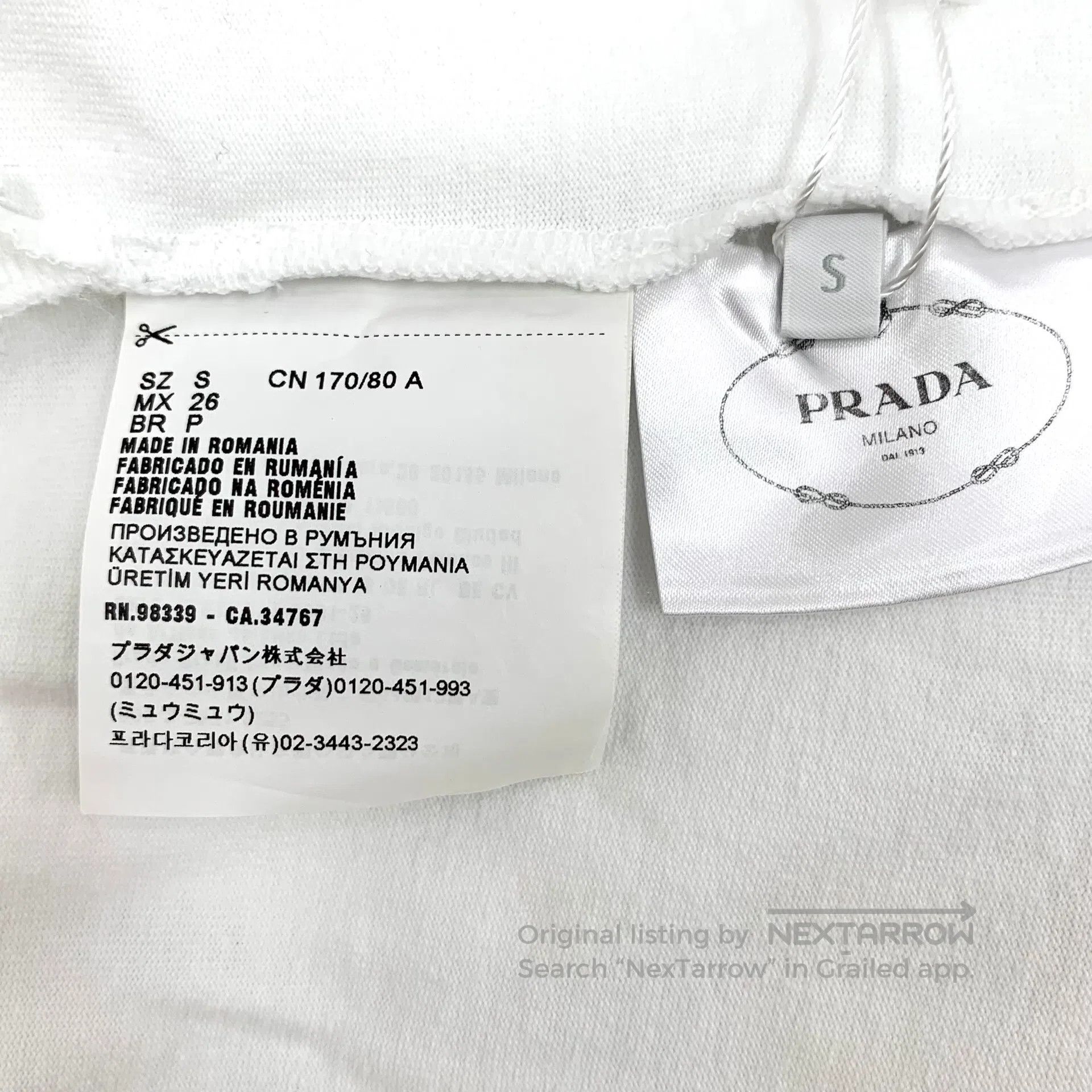 Prada Prada White Logo Letter Embossed Cotton Round Neck Long Sl Size US S / EU 44-46 / 1 - 6 Thumbnail