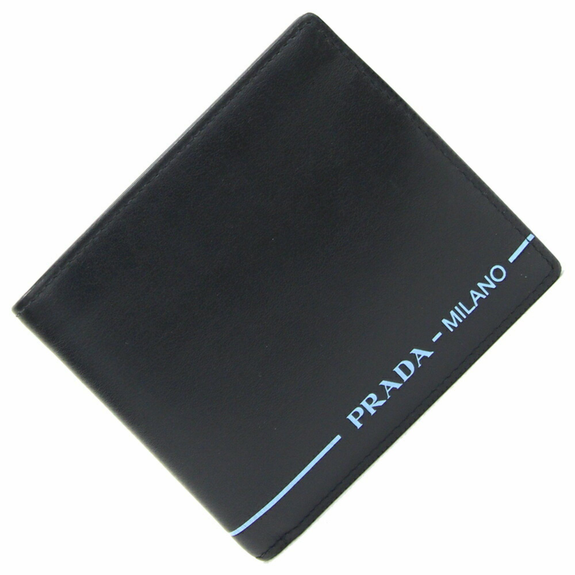 Prada PRADA Bi-fold Billfold Black Leather Compact Wallet Men's Size ONE SIZE - 1 Thumbnail