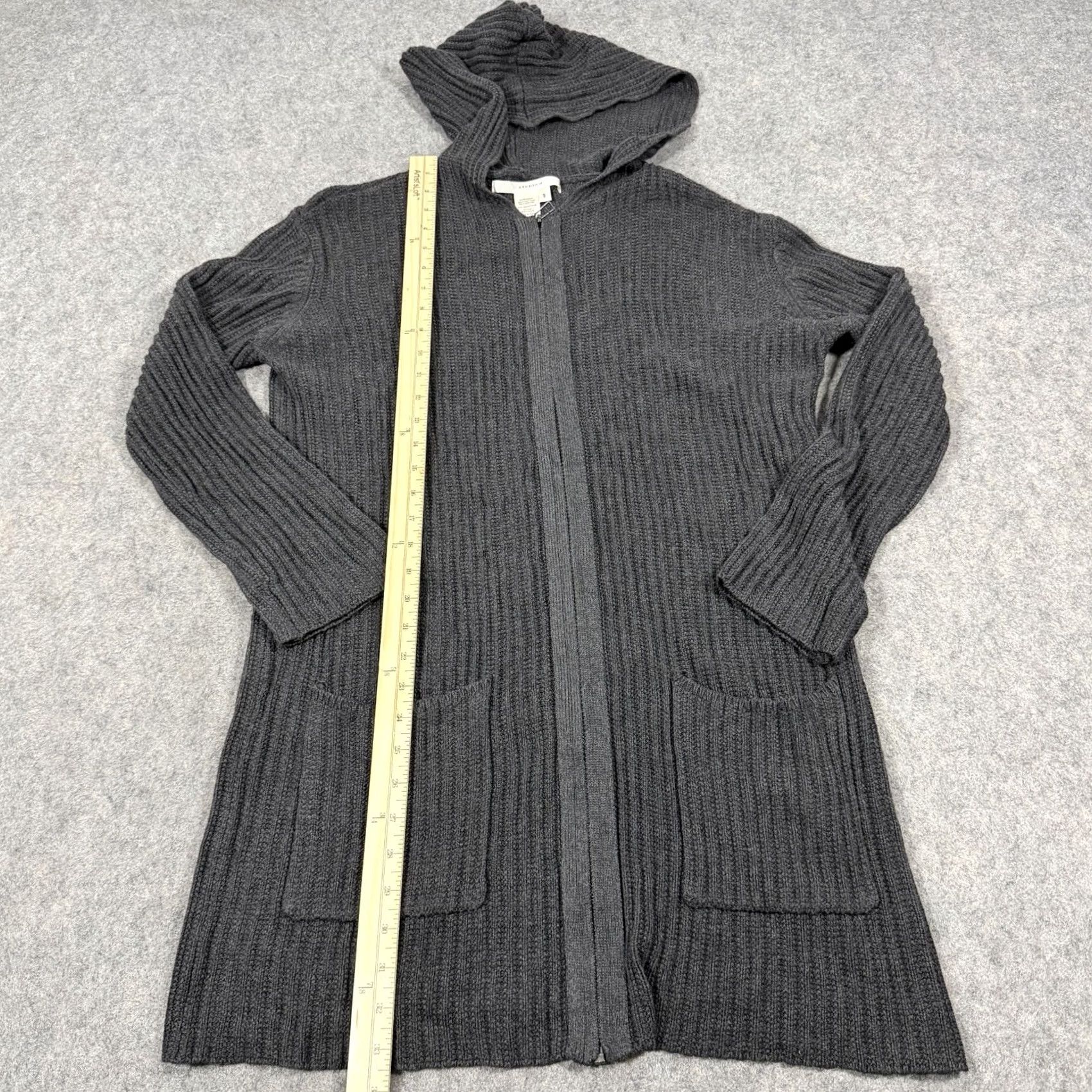 Vintage Studio M Cardigan Sweater Women's Size Small Gray Full-Zip Long Sleeve Stretch Open Zipper 80s 90s Retro Bohemian City Classic Workwear Women Size S / US 4 / IT 40 - 6 Thumbnail