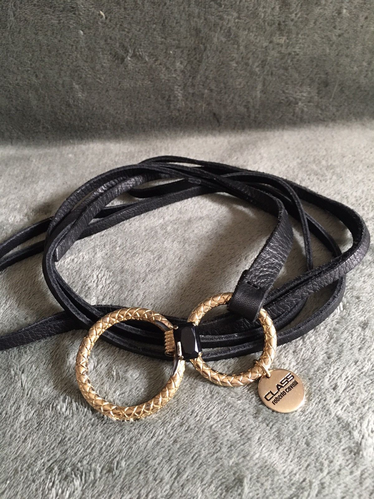 Roberto Cavalli Roberto Cavalli Class Leather Golden Rings Dress Belt Size ONE SIZE - 1 Thumbnail