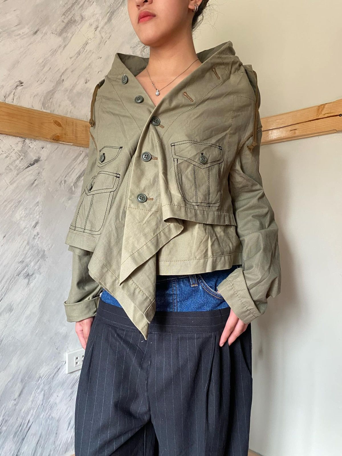 Comme des Garcons Comme Des Garçons Trompe L’oiel Stitching Military Coat Size M / US 6-8 / IT 42-44 - 2 Thumbnail