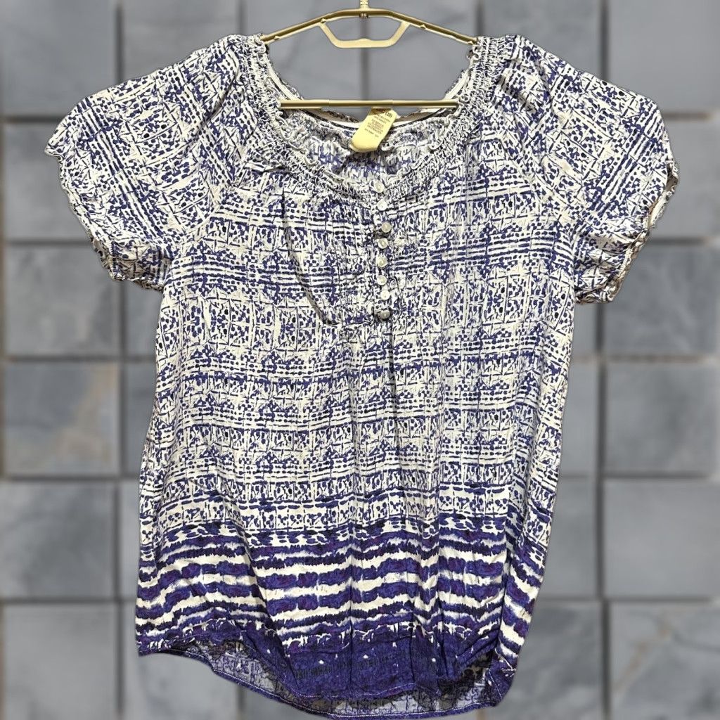 Faded Glory VINTAGE Faded Glory Bohemian Blouse Shirt Women Plus 2X Purple Short Sleeve Tunic Boho Island 2X Size XXL / US 16-18 / IT 52-54 - 1 Thumbnail