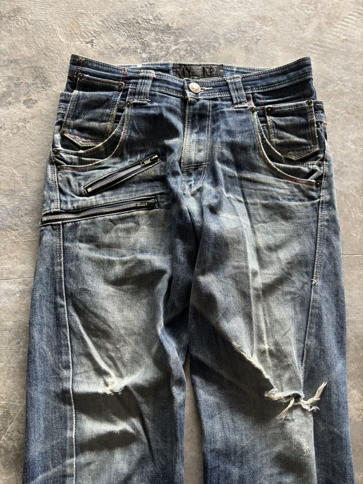 PPFM DOUBLE WAIST BREATHMINT DISTRESSED JAPANESE MULTIZIPPER PUNK Size US 31 - 2 Thumbnail