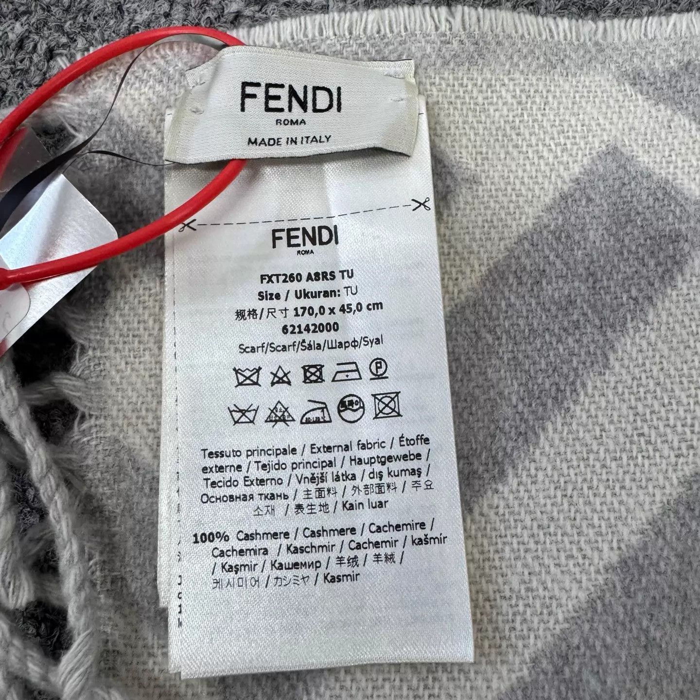 Fendi Fendi White All Over FF Print Tassel Cashmere Scarf 99 New Size ONE SIZE - 4 Thumbnail