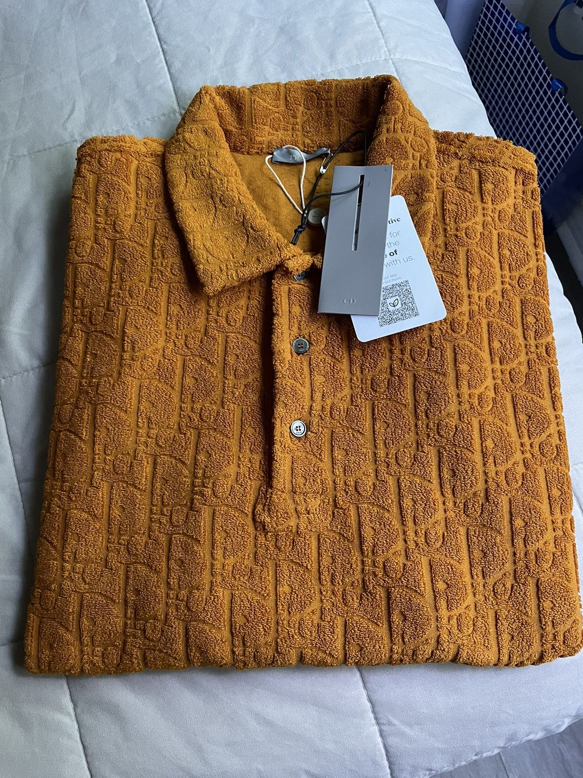 Dior Orange Oblique Terry Cloth Polo Shirt