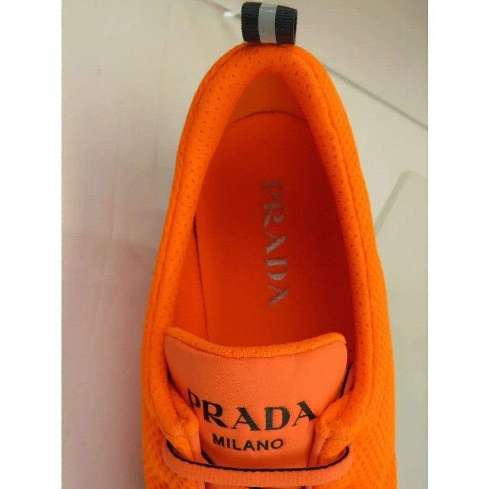 Prada PRADA 4E3499 NEON ORANGE MESH BLACK LOGO SNEAKERS 9 / US 10 Size US 10 / EU 43 - 3 Thumbnail