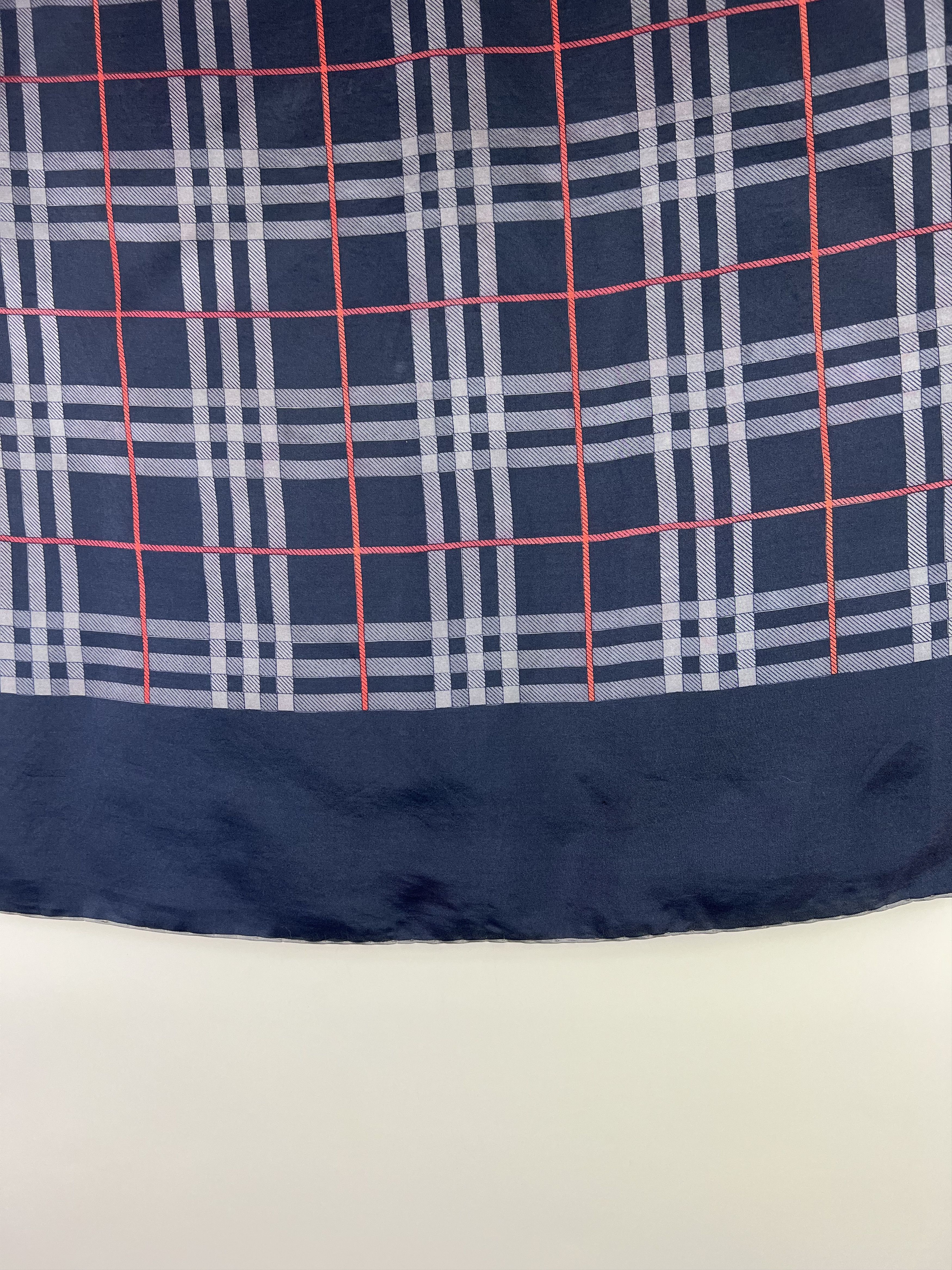 Burberrys Vintage Silk Scarf Nova Check Plaid 78x78
