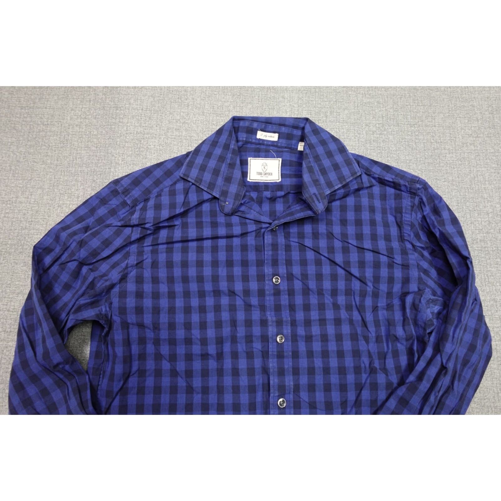 Todd Snyder Todd Snyder Button-Up Shirt Mens 15.5 32/33 Blue Plaid 2-Ply Cotton Classic Fit Size US L / EU 52-54 / 3 - 2 Thumbnail