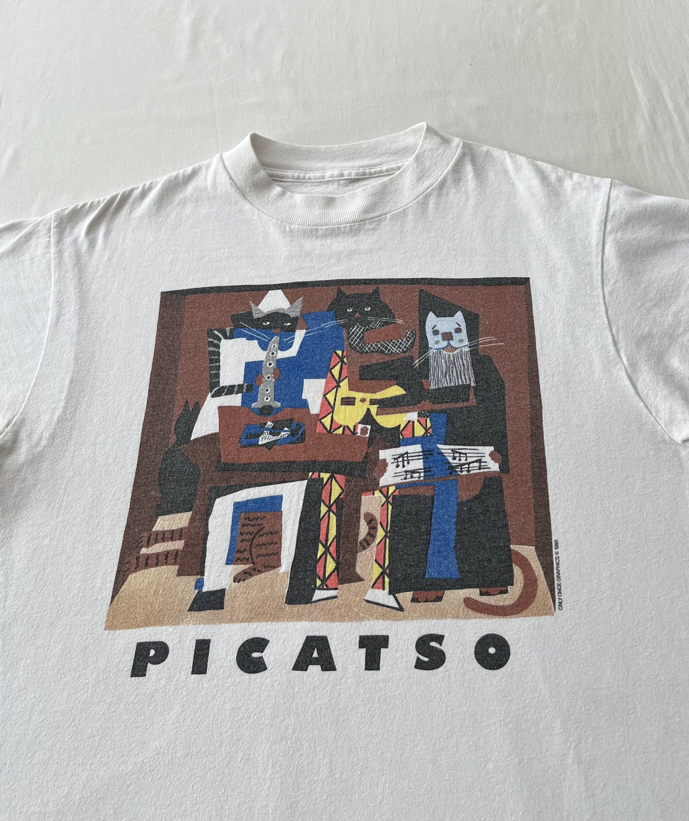 Arts & Science Vintage 1990 Picatso Pablo Picasso Parody Cat Art T-shirt Size US S / EU 44-46 / 1 - 3 Thumbnail