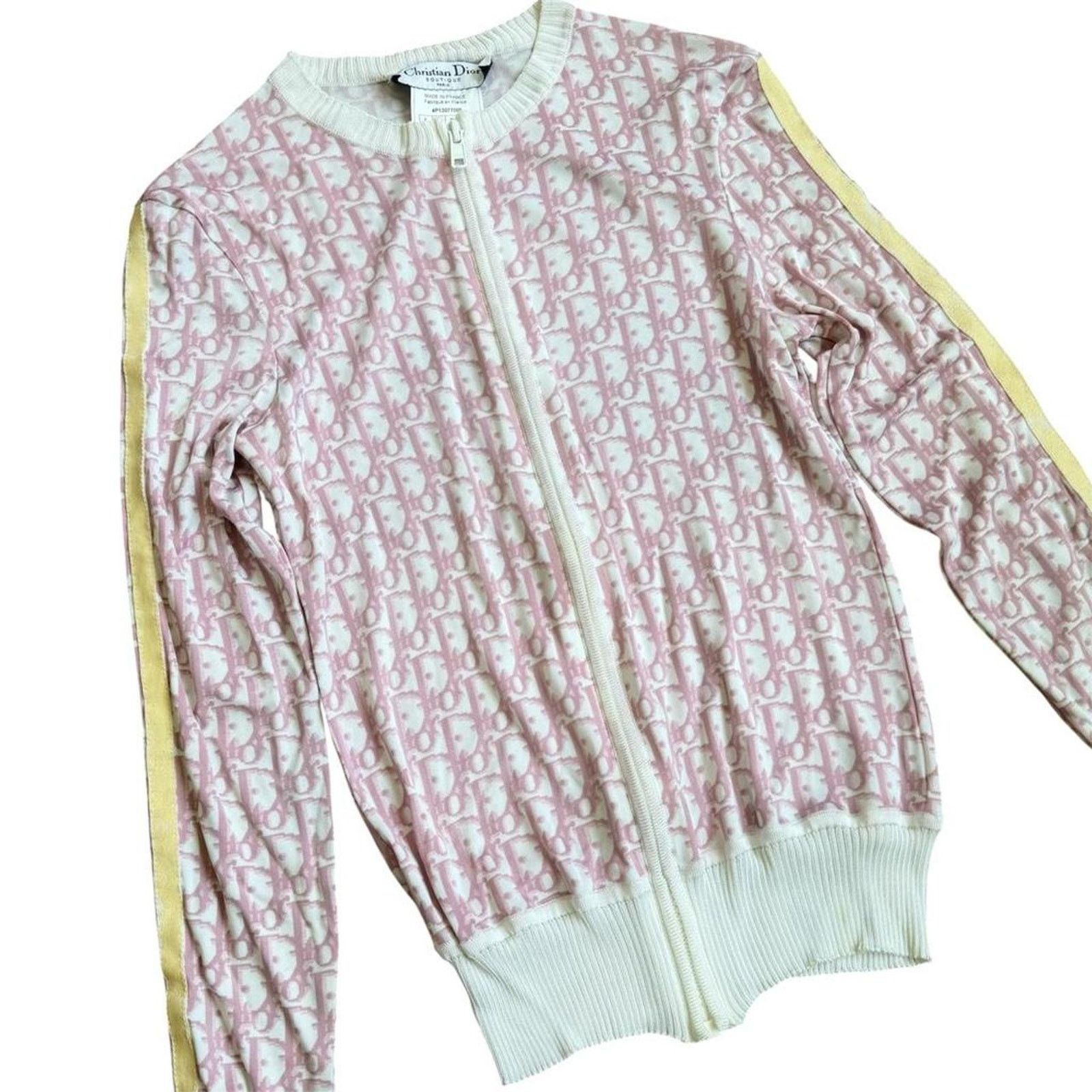 Dior Christian Dior Trotter Zip-Up Knit Cardigan Light Pink Size XS / US 0-2 / IT 36-38 - 8 Thumbnail