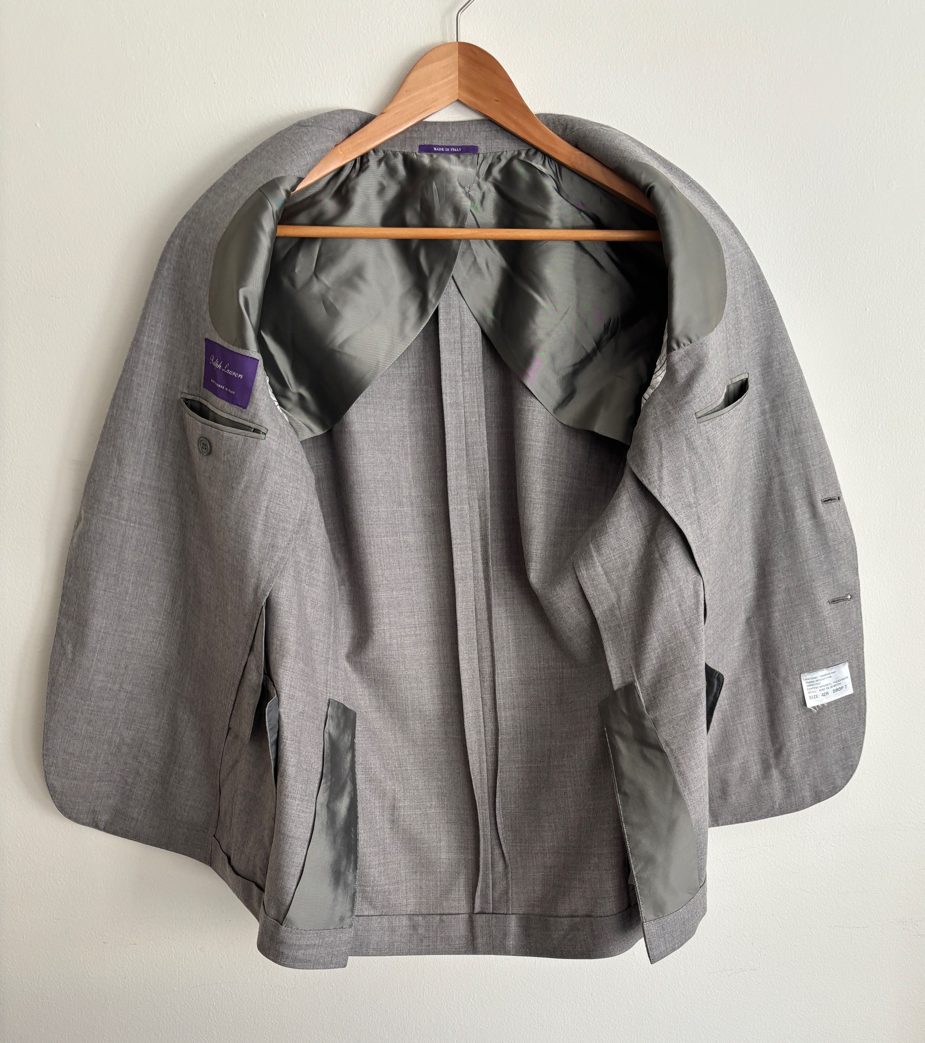 Ralph Lauren Purple Label $2900 NEW Grey Wool Unfinished Sport Coat / Blazer 40-42 Size 42R - 15 Thumbnail