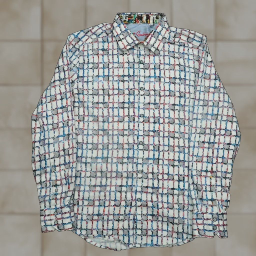Robert Graham Robert Graham Shirt Mens Large White Abstract Check Classic Fit Long Sleeve Button-Up Size US L / EU 52-54 / 3 - 1 Thumbnail