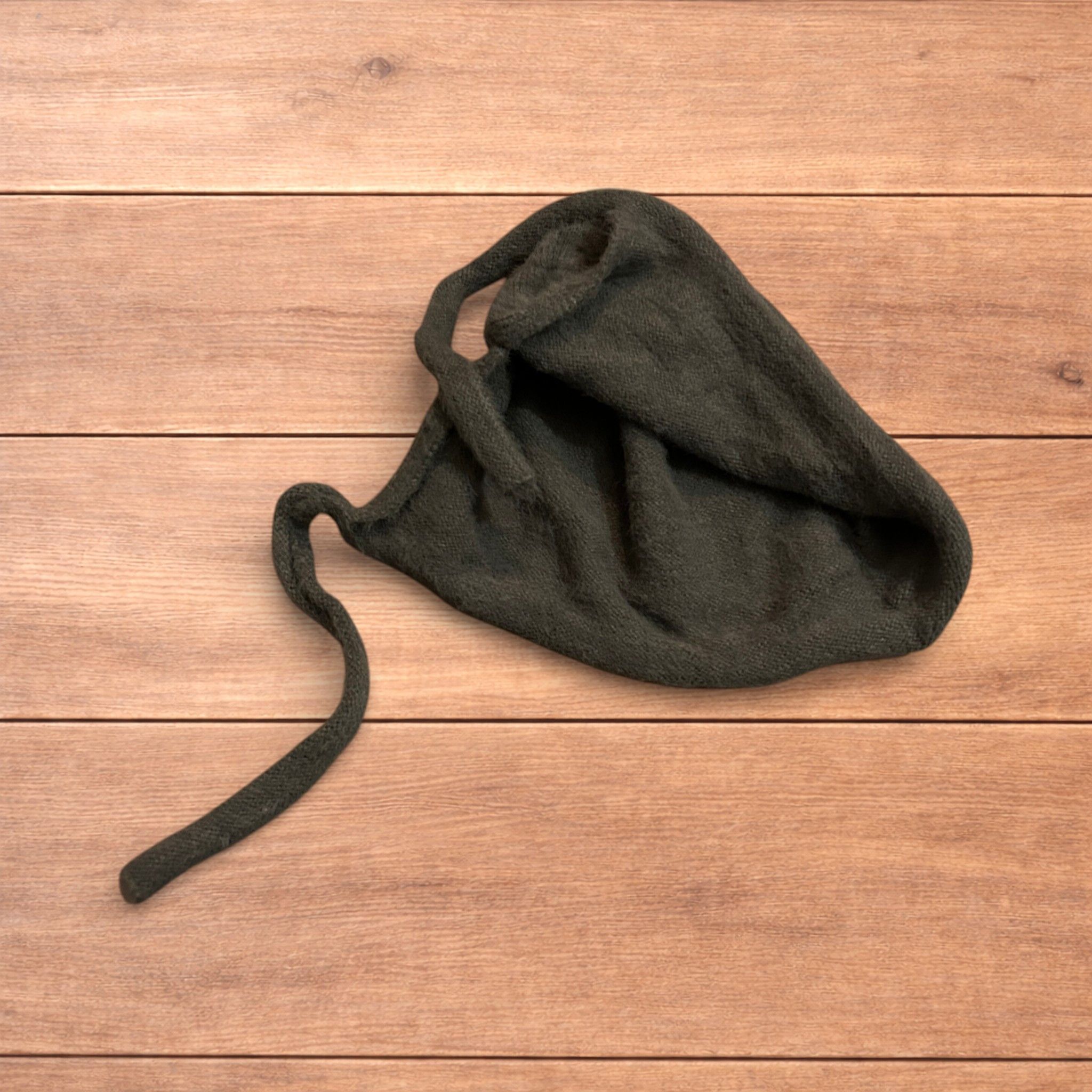 Japanese Brand Y2k Japanese knitted beanie bonnet ear flap hat in mid grey. Size ONE SIZE - 3 Thumbnail