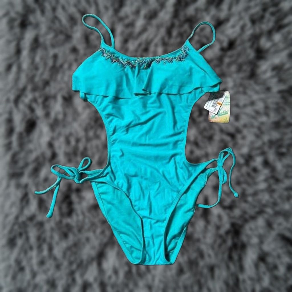 Vintage Hobie One Piece Swimsuit S Monokini Coastal Surfer Girl Festival Y2K Tropical Beach Women Size ONE SIZE - 1 Thumbnail