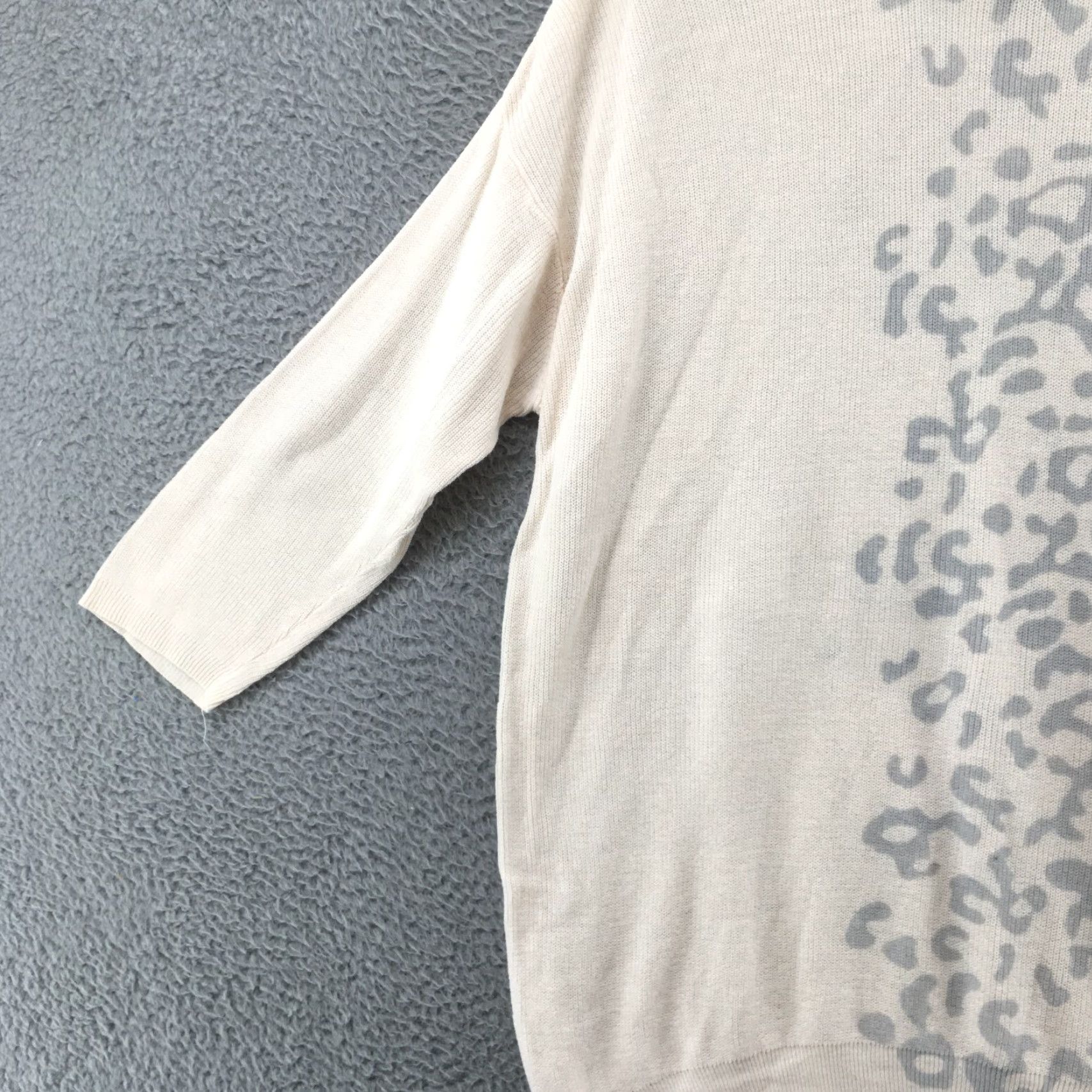 Apt. 9 Apt 9 Pullover Sweater Womens L Beige Cotton Blend Animal Print 3/4 Sleeve Knit Size L / US 10 / IT 46 - 3 Thumbnail