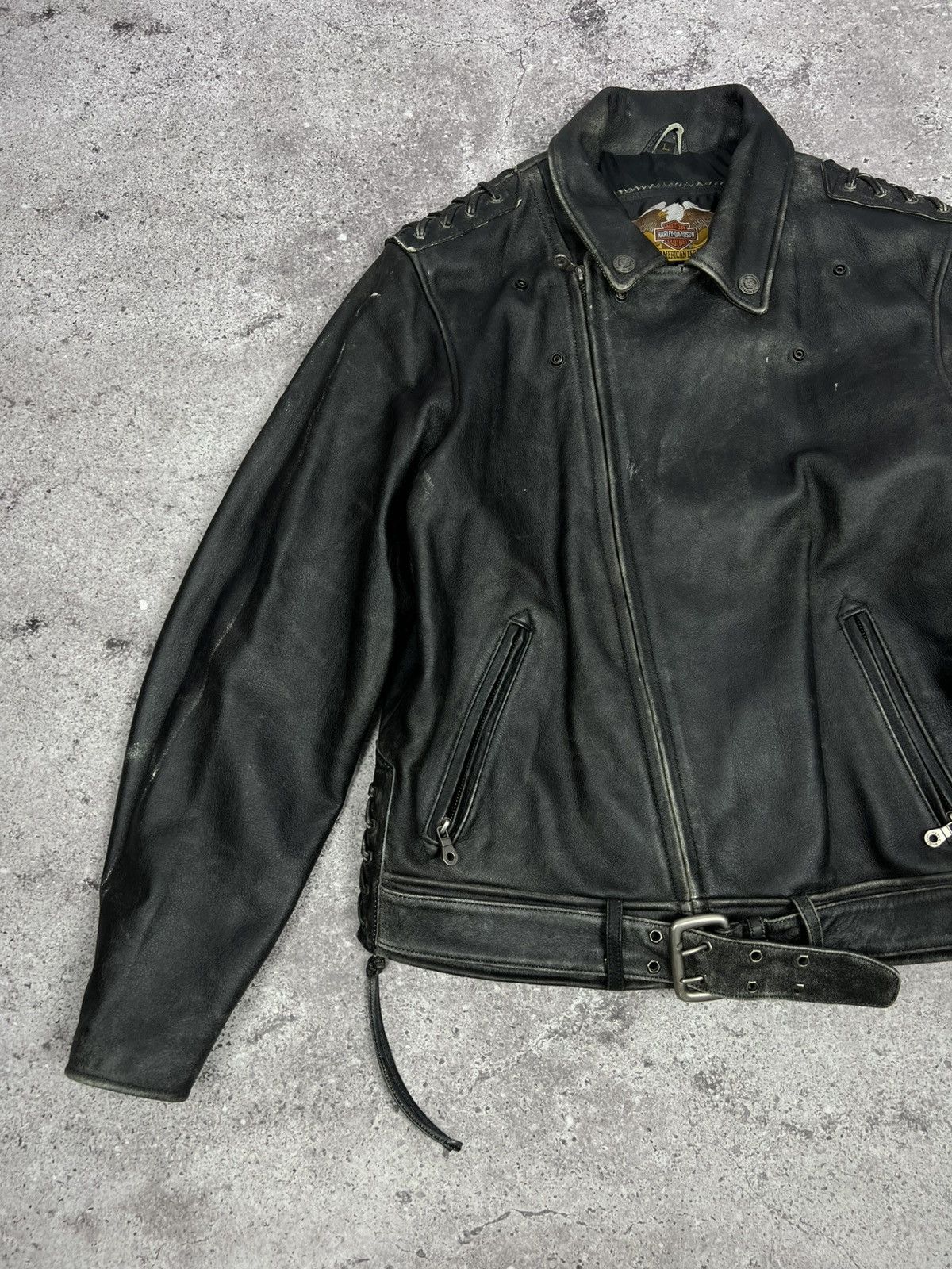 Harley Davidson CRAZY Vintage Harley Davidson Leather Motorcycle Jacket Size US L / EU 52-54 / 3 - 2 Thumbnail