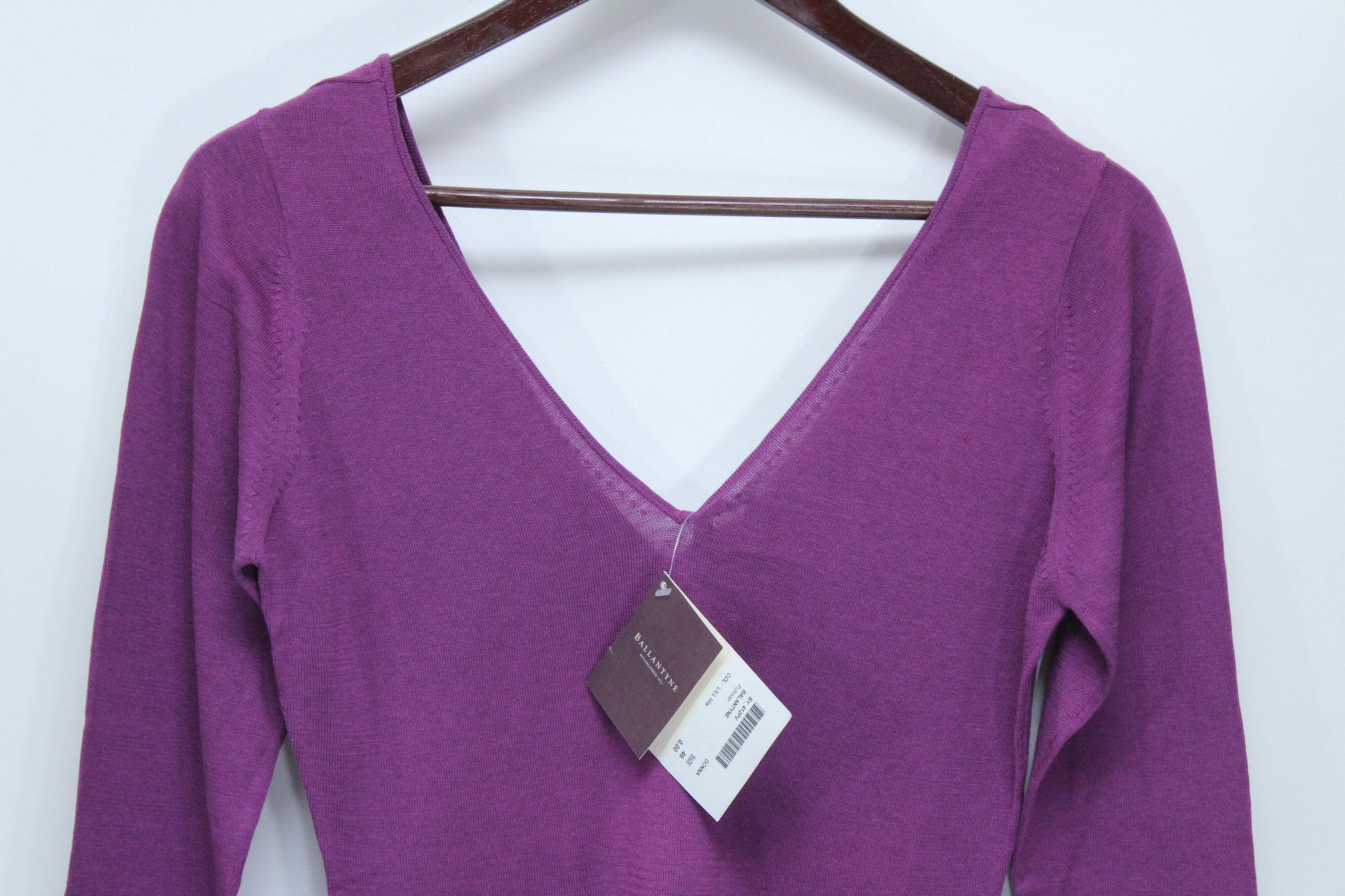 image of Ballantyne Cashmere Silk Sweater Wms Size 46 Made In Italy in Violet, Women's