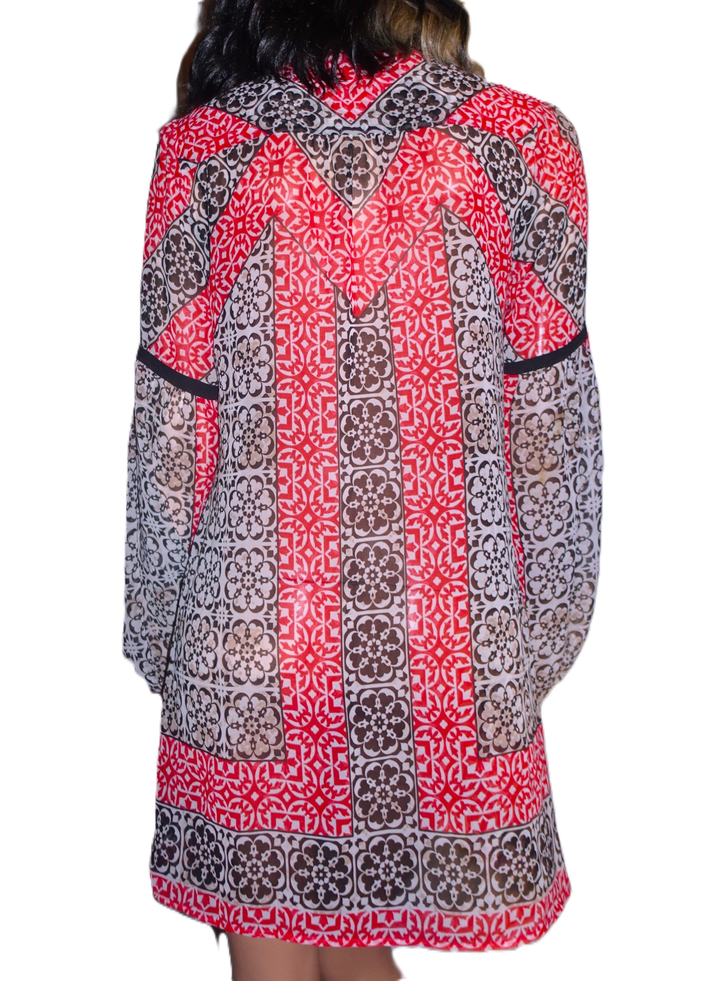 Bebe Bebe Black Red Boho Dress S/P Size S / US 4 / IT 40 - 5 Thumbnail