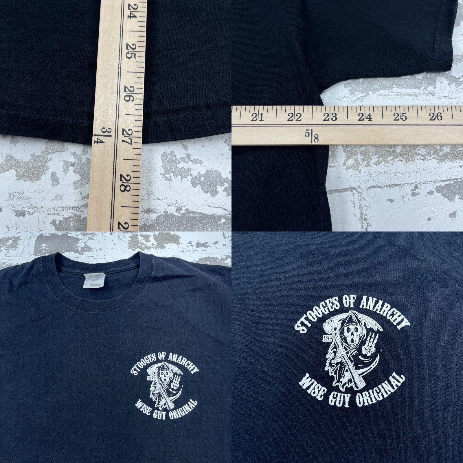 Gildan VINTAGE Three Stooges Shirt Men XL Black Tee Biker Motorcycle Y2K Movie Promo Size US XL / EU 56 / 4 - 8 Thumbnail
