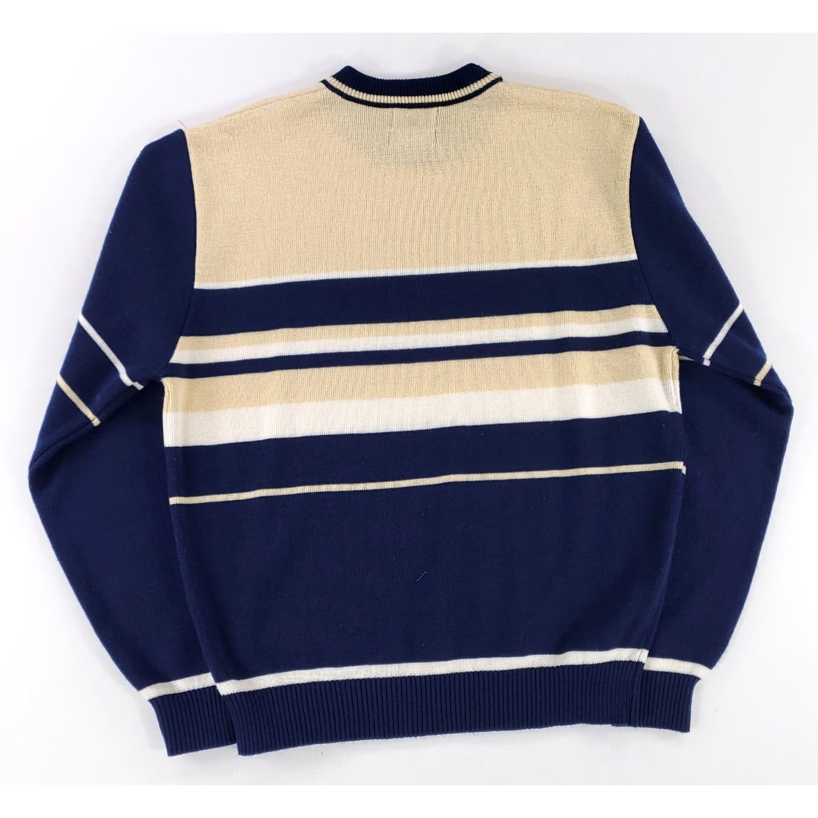JCPenney VINTAGE JC Penney Sweater Crewneck Striped White Blue Yellow Mens L Size US L / EU 52-54 / 3 - 3 Thumbnail