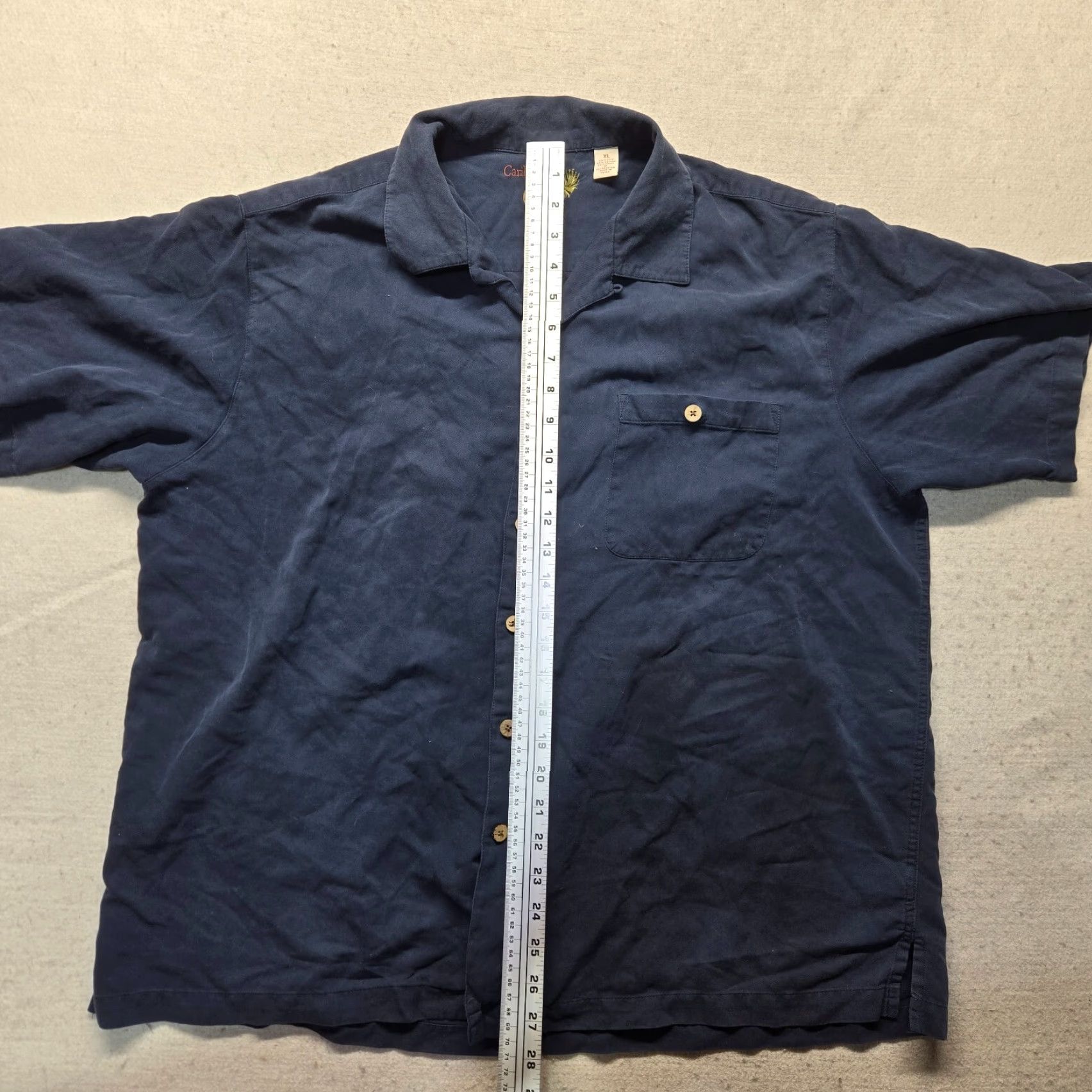 Vintage Caribbean Shirt Blue Button Up Short Sleeve Rayon Blend Embroidered Beach Men XL Size US XL / EU 56 / 4 - 7 Thumbnail