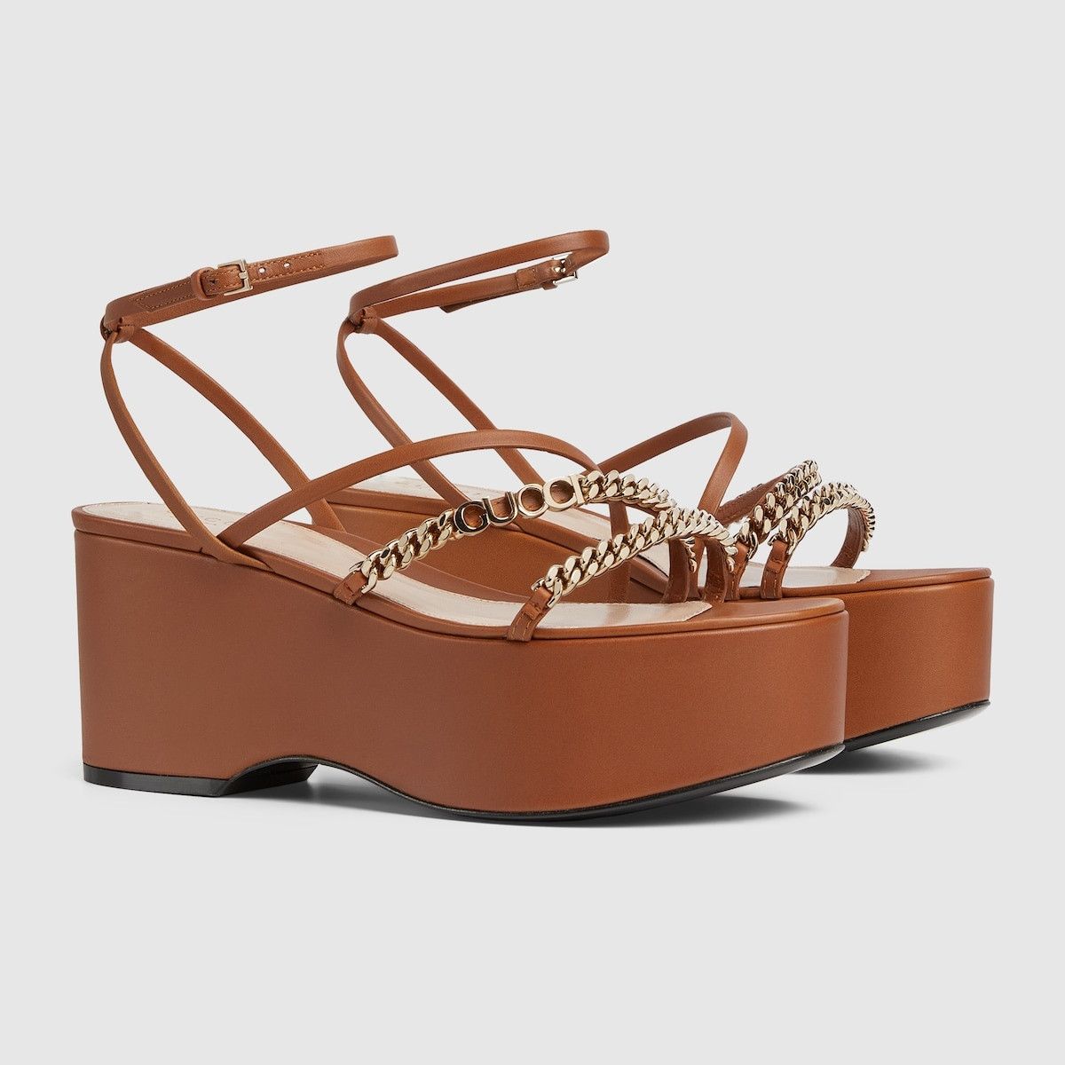 Gucci oc11z1025 Signoria Flatform Sandals in Brown Size US 10 / IT 40 - 2 Thumbnail