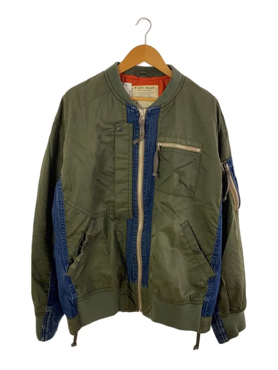 Avirex Type Blue Combination Ma-1 Nylon Flight Jacket Khaki