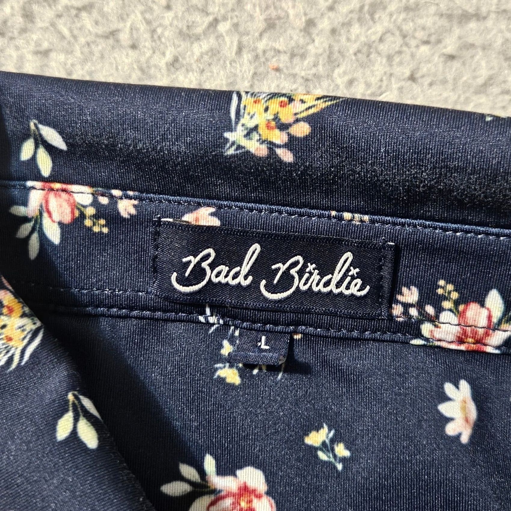 Vintage Bad Birdie Shirt Mens L Polo Navy Floral Tropical Golf COMPANY Logo Size US L / EU 52-54 / 3 - 4 Thumbnail