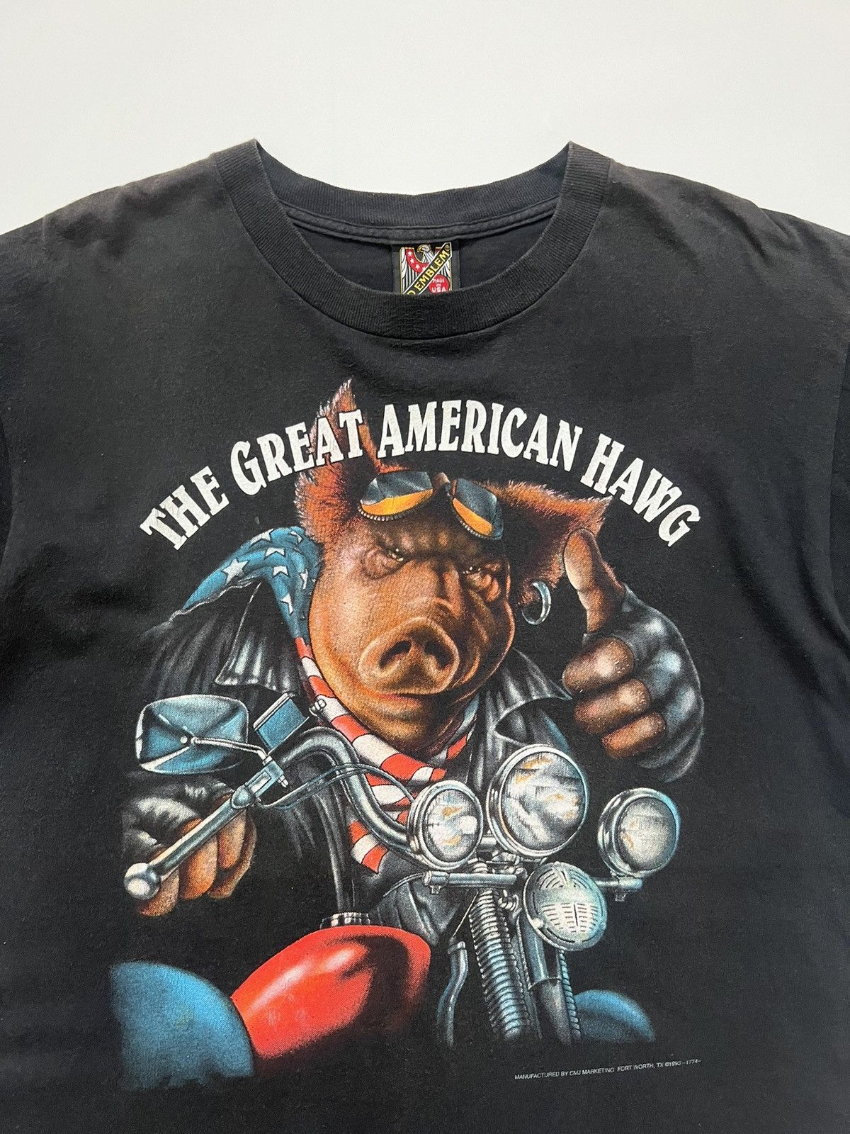 Harley Davidson 1990s 3D Emblem "The Great American Hawg" Size US L / EU 52-54 / 3 - 3 Thumbnail