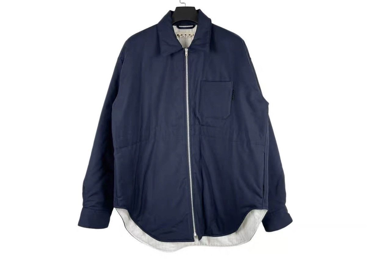 Marni Blue Zip-Front Jacket with Collar and Pocket Size US M / EU 48-50 / 2 - 1 Thumbnail