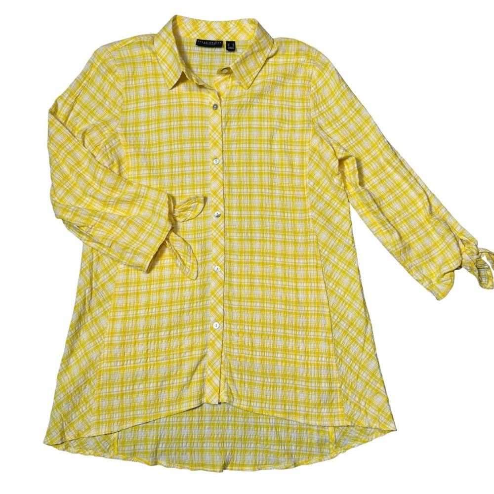 Other New Susan Graver Yarn Dyed Button Front Yellow Plaid Shirt Size S / US 4 / IT 40 - 5 Thumbnail