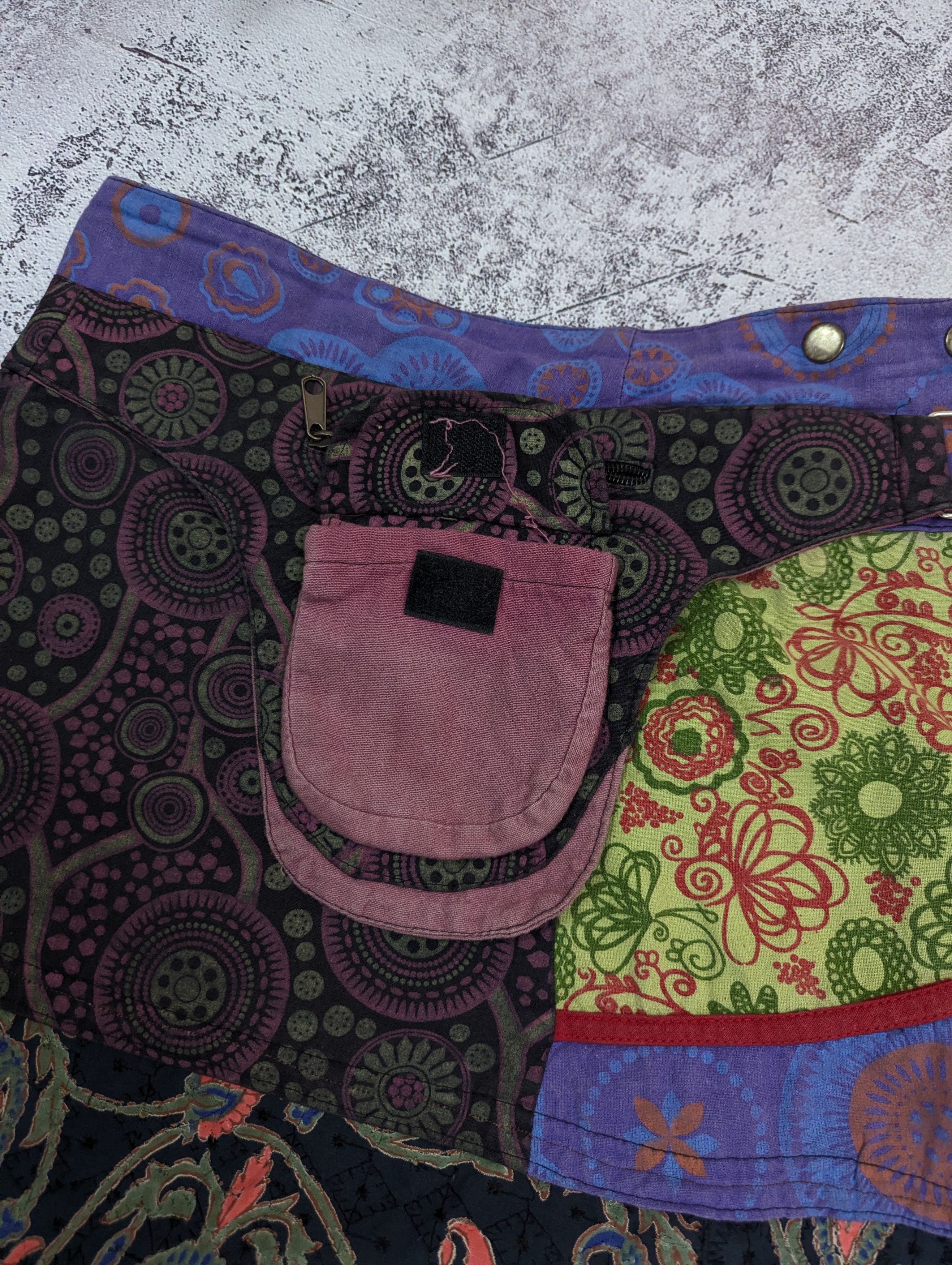 Japanese Brand VTG Japanese Patchwork Wrap Skirt Boho Fairy M/L Size 31" - 18 Thumbnail