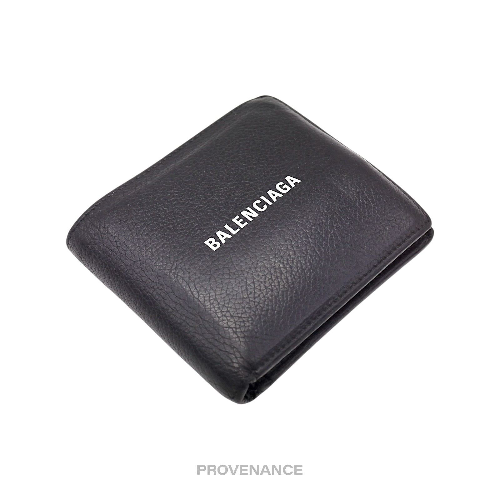 Balenciaga 🔴 Balenciaga Logo Bifold Wallet - Black Leather Size ONE SIZE - 4 Thumbnail
