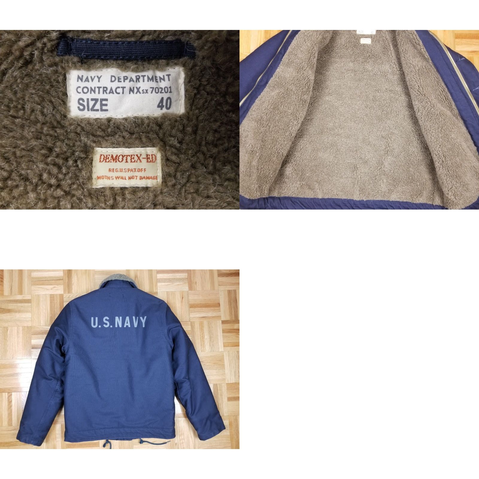 Vintage VINTAGE Unbranded SHIRT JACKET NAVY 40 Mens WWII N-1 Deck Jacket Lined Cotton Cross Shoulder 26in 25in 18in 20in 26in Size US XXS / EU 40 - 8 Thumbnail