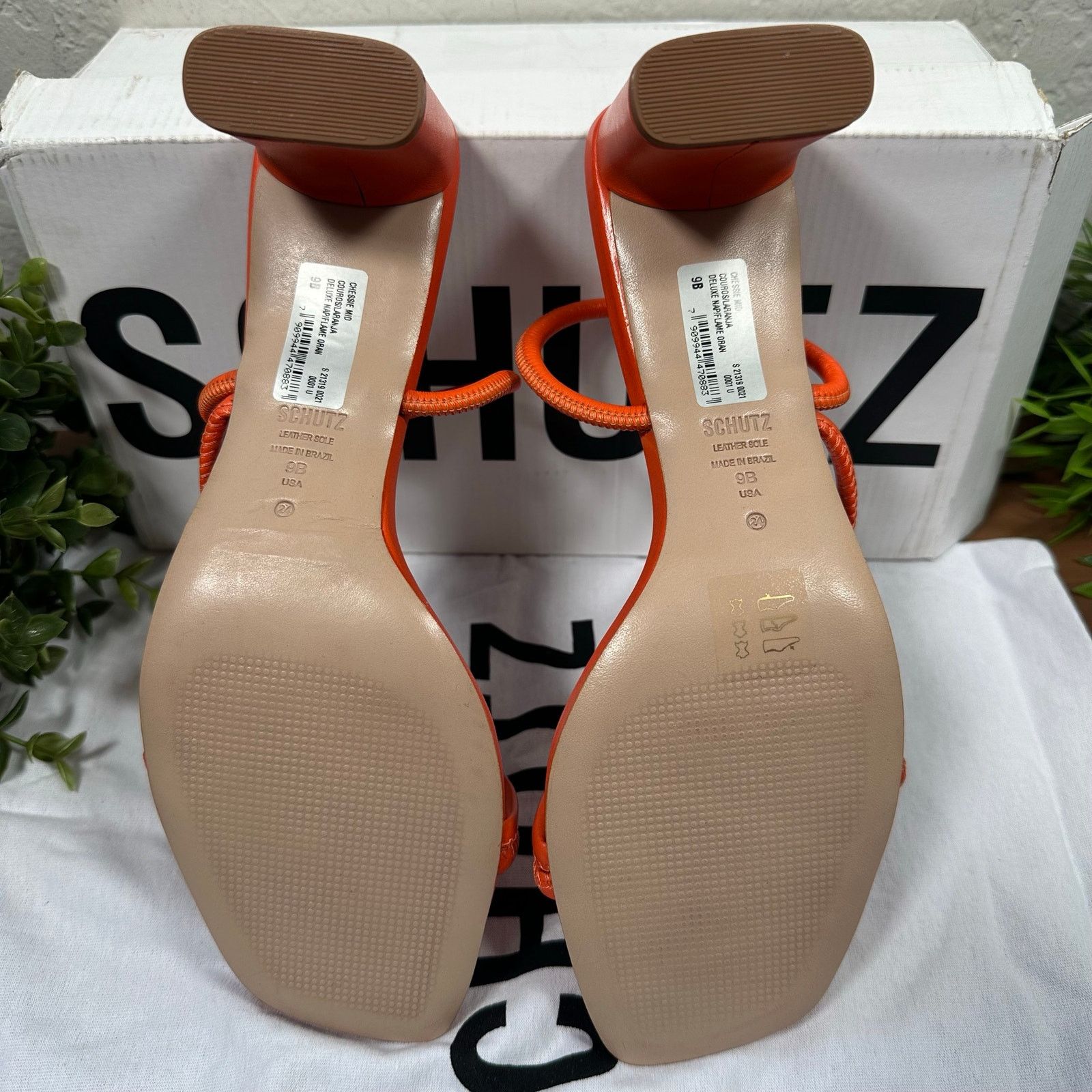 SCHUTZ Schutz Chessie Mid Leather Mid Heel Sandals Orange Size 9 Size US 9 / IT 39 - 8 Thumbnail