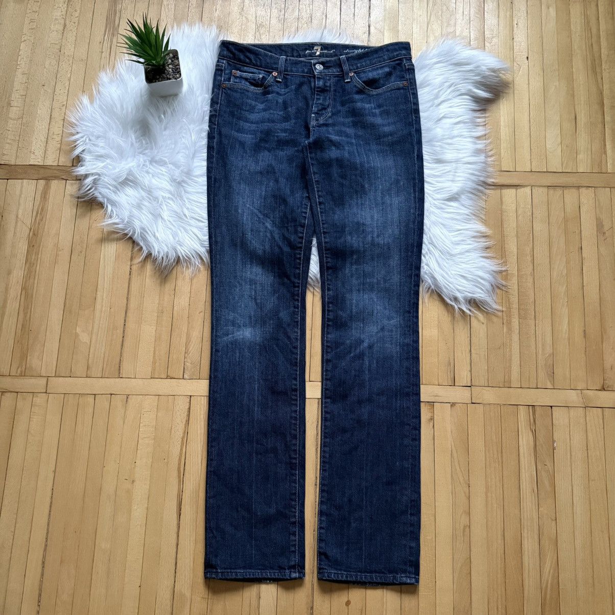 7 For All Mankind 📌 Vintage 90s 7 For All Mankind Straight leg Faded Jeans Size 28" / US 6 / IT 42 - 6 Thumbnail