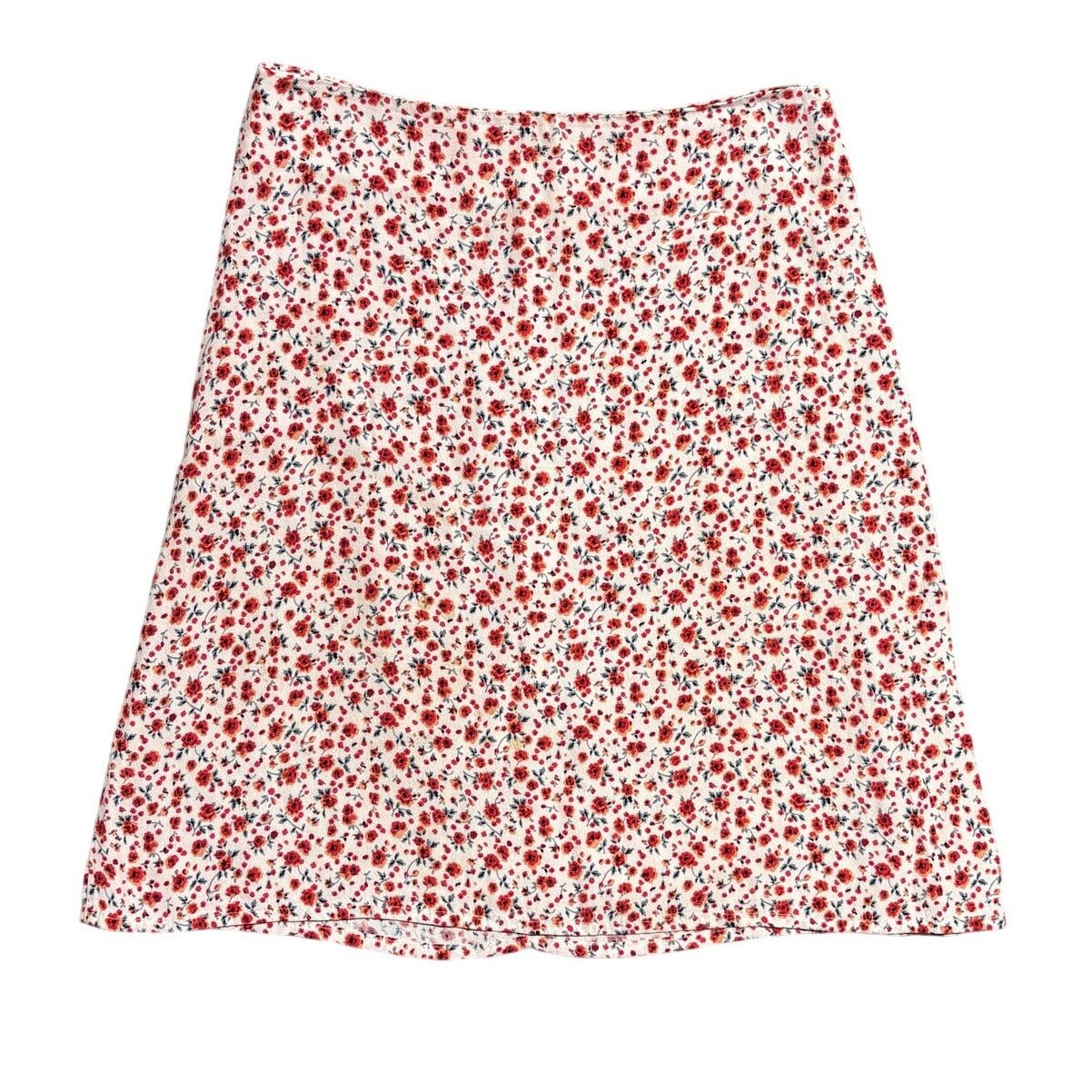 Brandy Melville Brandy Melville Floral Mini Skirt Red White Viscose One Size Size 25" / US 0 / IT 36 - 1 Thumbnail