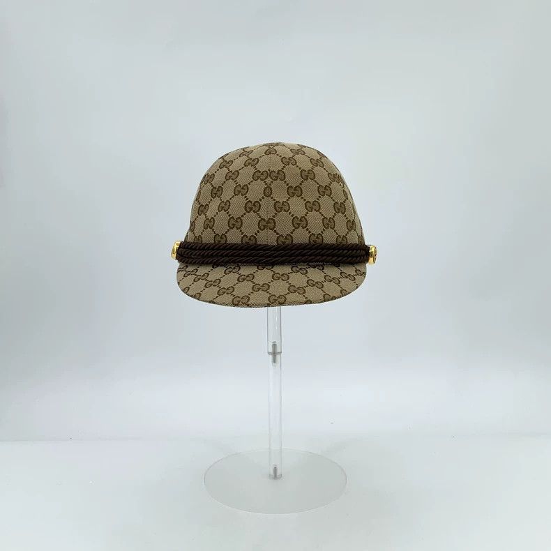 Gucci Gucci Brown logo jacquard full printed cotton cap baseball Size ONE SIZE - 3 Thumbnail