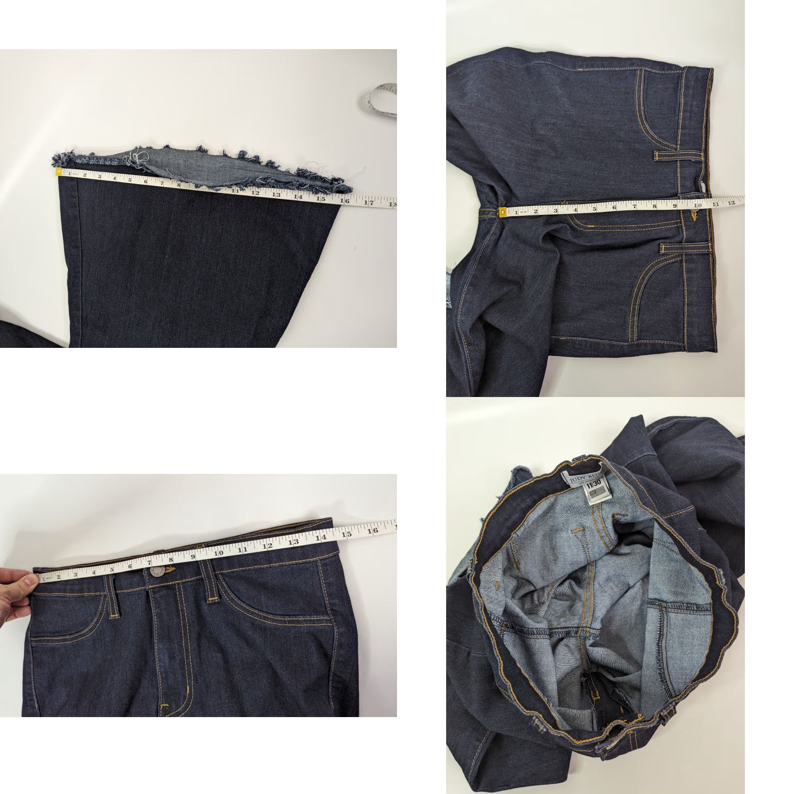 Vintage Judy Blue High Waist Super Flare Jeans 30 Blue Denim Cotton Blend Dark Wash Regular Womens Jeans Trend 90s Style- Flared USA 8396 Size 30" / US 8 / IT 44 - 8 Thumbnail