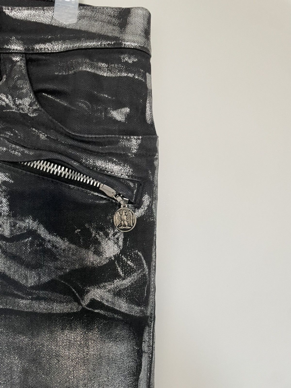Sold)Balmain decarnin ss11 silver waxed coating jeans