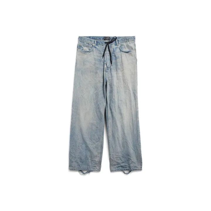 Balenciaga Balenciaga SS24 Drawstring Logo Patch Denim Pants 0079 Size US 26 / EU 42 - 1 Thumbnail